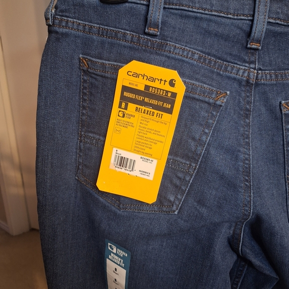 NWT Carhartt Relaxed Fit Women's Blue Denim Pants. Size 8 - Picture 6 of 10